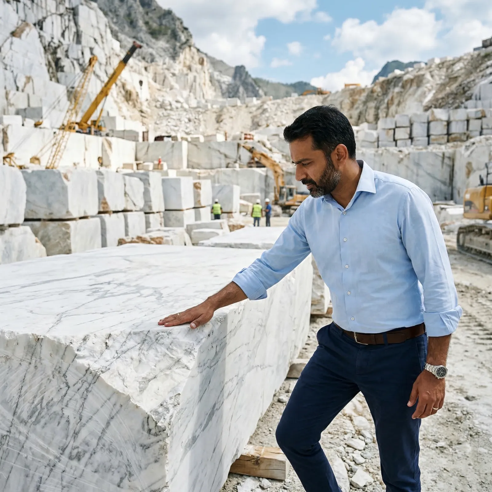 Hand selection at Carrara quarry