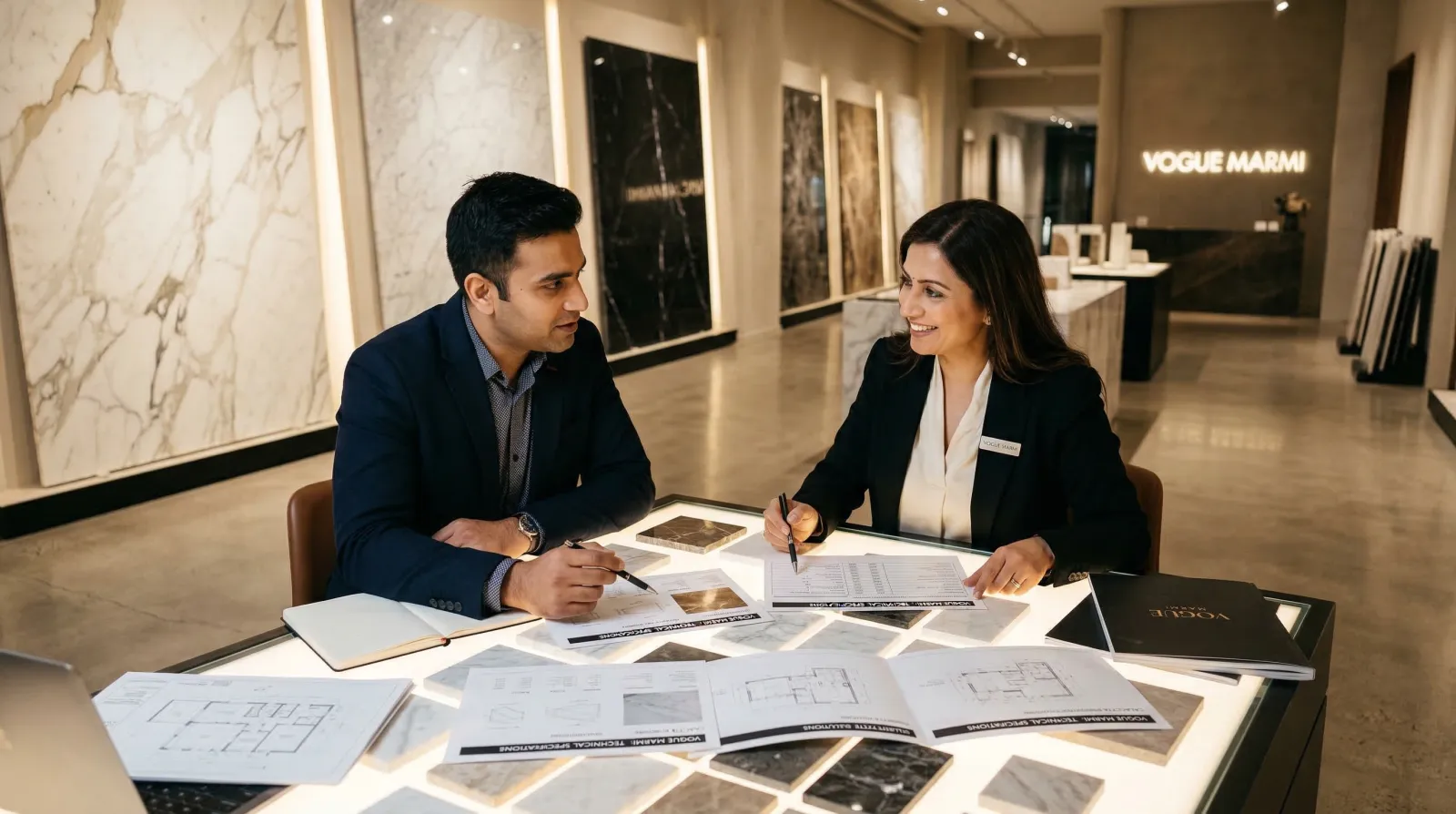 Architect consultation at showroom